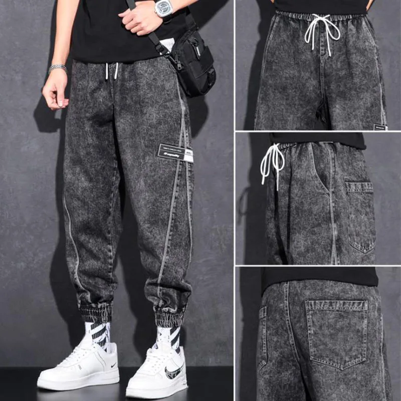 New Streetwear Hip Hop Cargo 2022 Pants Mens Jeans Elastic Waist Harem Pants Men Joggers Jeans Autumn and Spring Men Trousers