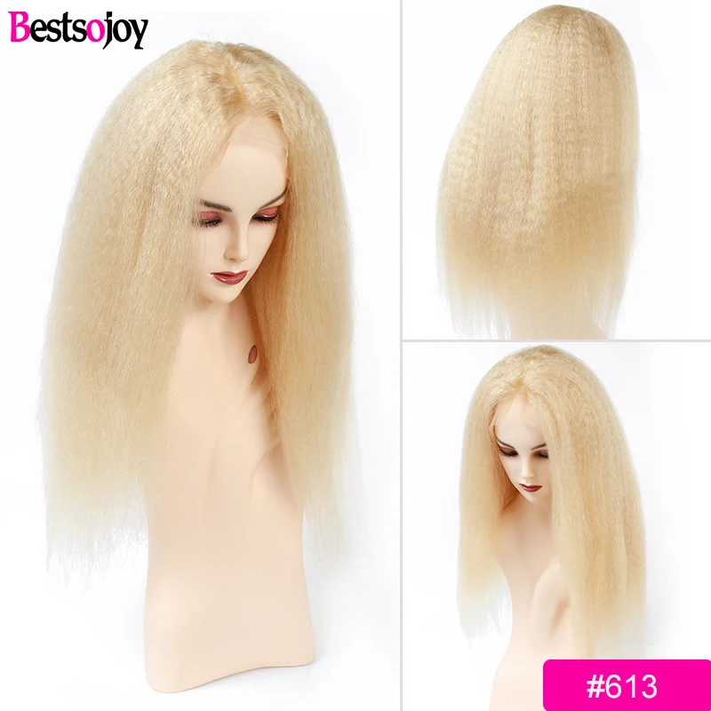 

Bestsojoy Kinky Straight Wig 13x4 Lace Front Wig honey blonde lace wig yaki straight remy virgin lace wig