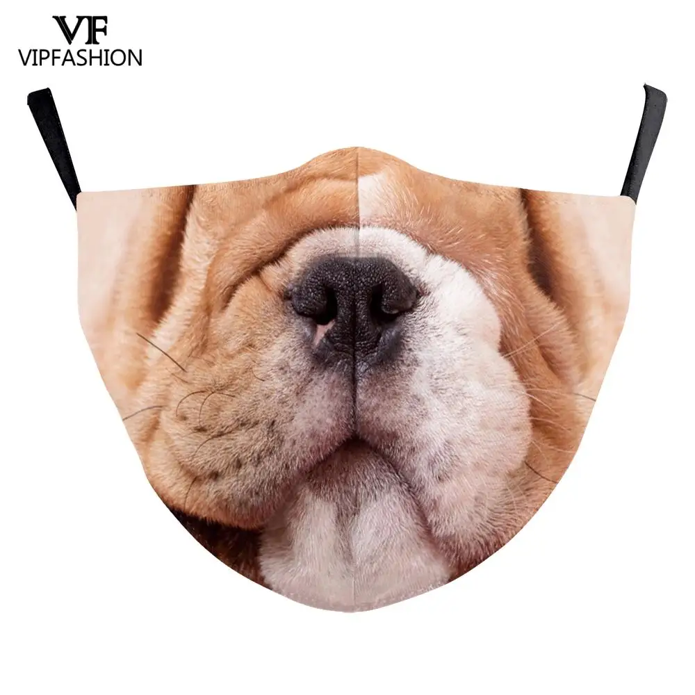 VIP FASHION Funny Kawaii Animal Cats Dogs Mouth Face Fabric Mask Washable Reusable Anti Dust Dustproof Mask Mascarilla