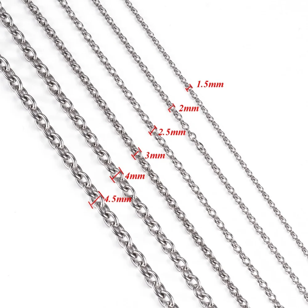 1,5/2/2,5/3/4/4,5mm Edelstahl Kreuz O Kette Edelstahl Stele Rolo Halskette für Frauen Männer DIY Schmuck Dünne Armband Halskette – Detail 4