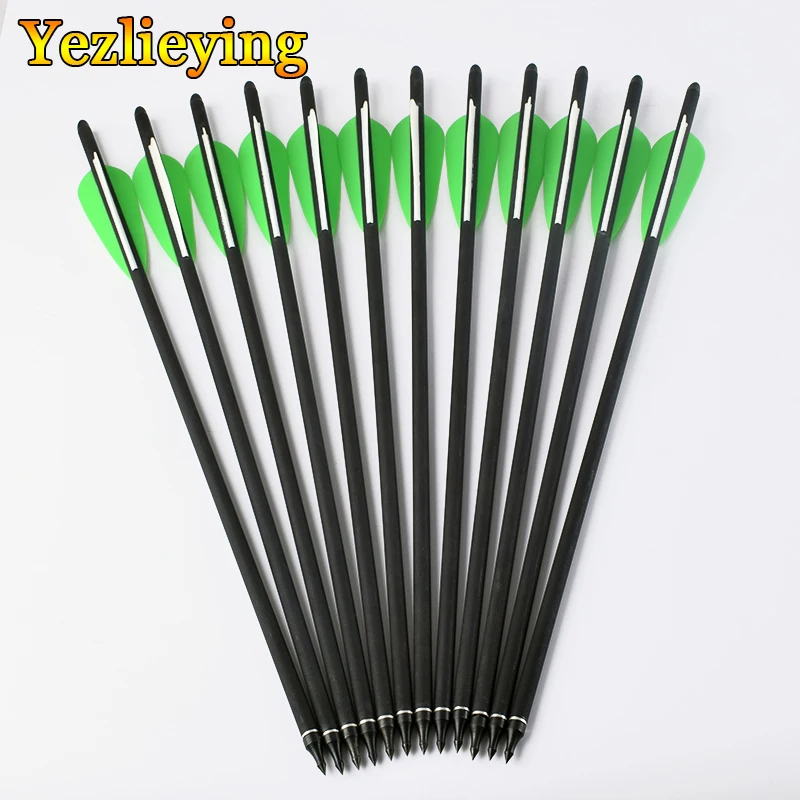 

Carbon Arrow for Crossbow Bolts, Hunting Crossbow Archery with 4 "Bases, Feather and Replaced Arrowhead, Tips, 6, 12, 24Pcs Lot