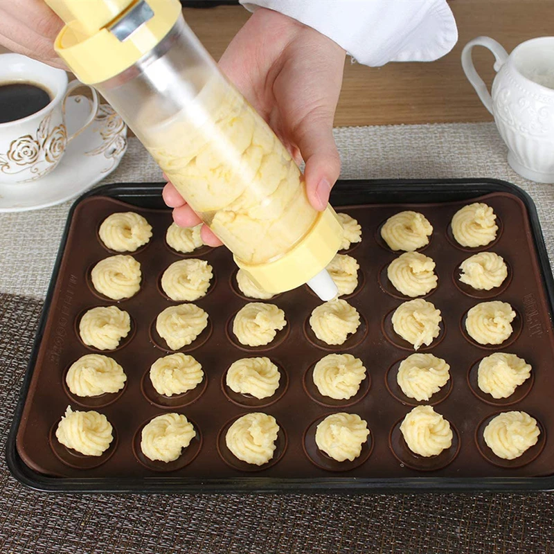 Stainless Steel Cake Cream Decorating Gun Nozzles Set DIY Pastry Muffin Extruder Flower Piece Decorations Suit Baking Tools