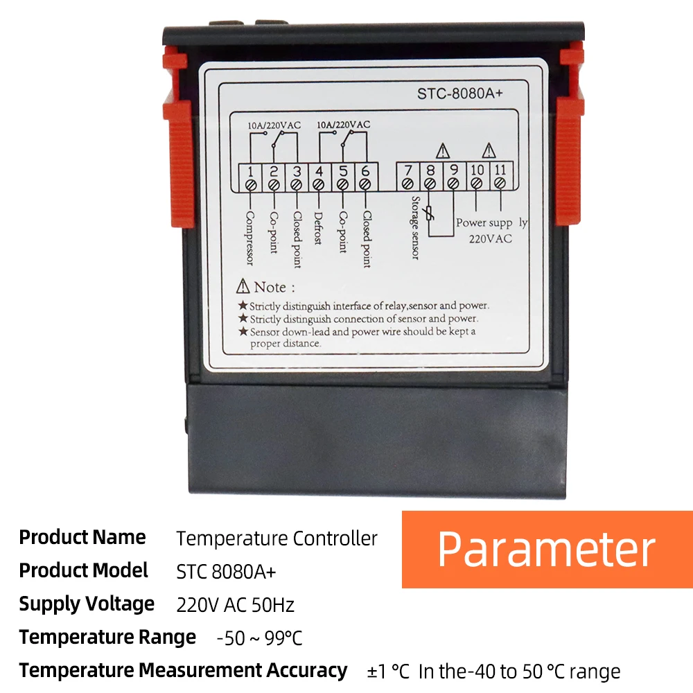 STC-8080A Temperature Control Regulator 12V 24V 220V Cold Storage Freezer Controller Refrigeration Frost Alarm Dual Sensor 30%of