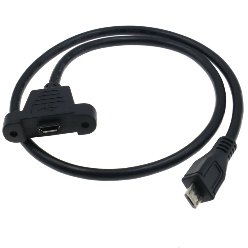 30cm 90 Degree Angle Elbow Micro USB 2.0 5Pin Male to Female Tape Panel Mounting Screw Hole Adapter Computer Extension Cable