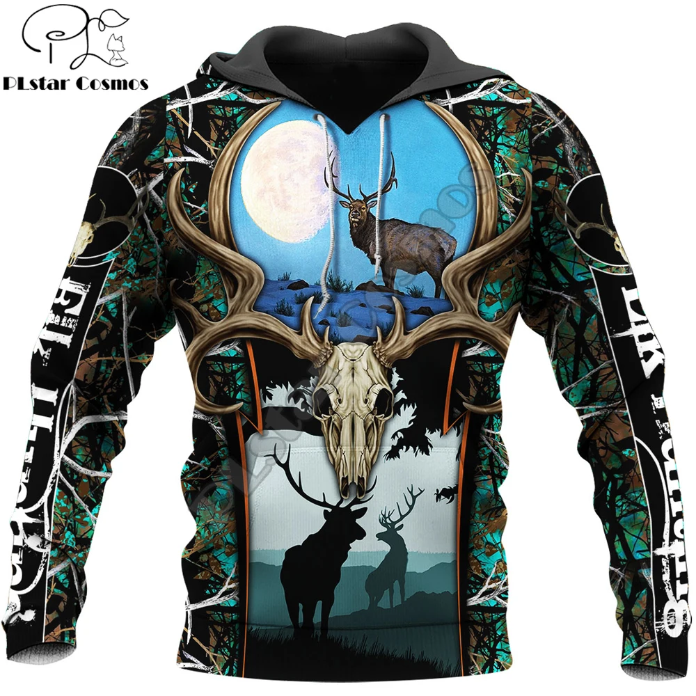 2020ผู้ชายแฟชั่น Hoodie สัตว์ Elk การล่าสัตว์3D พิมพ์ Harajuku Sweatshirt Unisex Casual Pullover Hoodies Sudadera Hombre KJ083