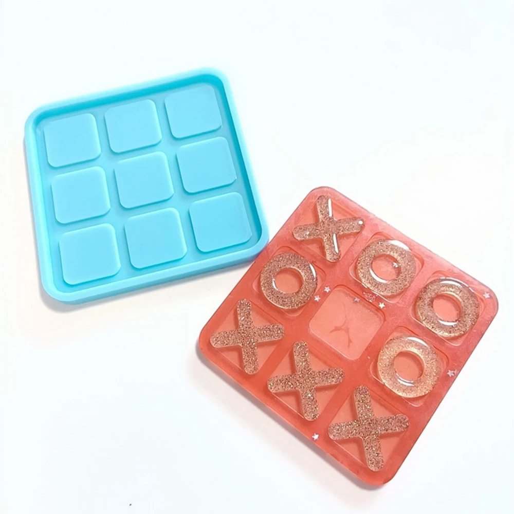 Tic Tac Toe Game Board And X O Silicone Molds Set Epoxy Resin Diy Art Craft Mold For Christmas Night Art Crafts Tools