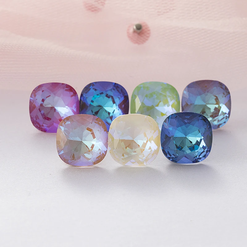 XIAOPU Mocha Fluorescent Rivoli Crystal Loose Fancy Rhinestones K9 Glass Strass Crystal Glue on Clothing Crafts Jewelry Beads