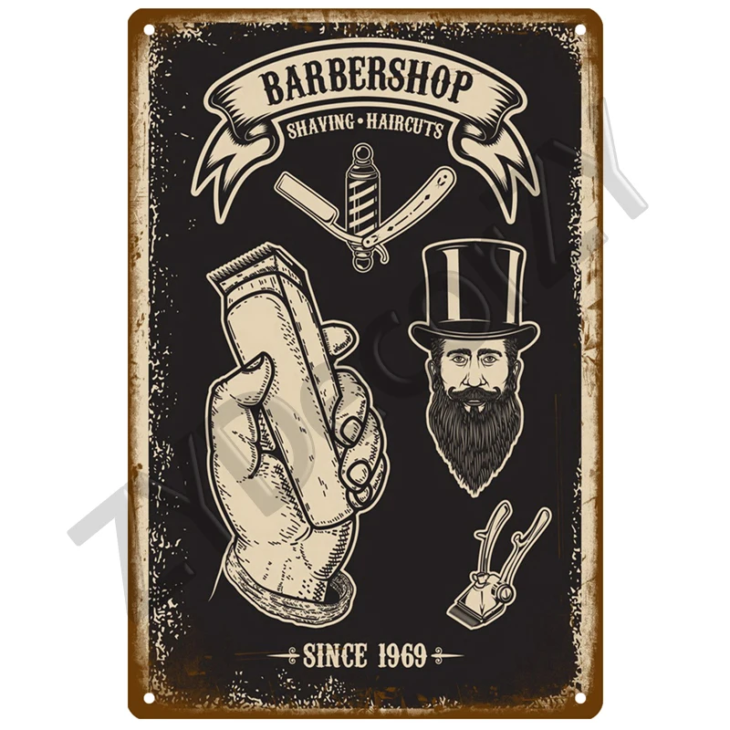Barber Shop Tin Sign Poster Vintage Wall Posters Metal Sign Decorative Wall Plate Kitchen Plaque Metal Vintage Decor Accessories