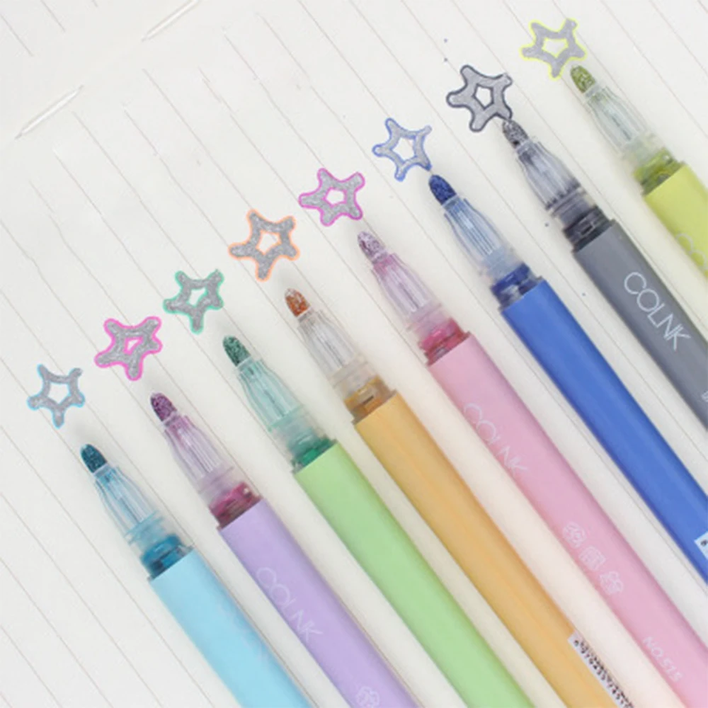 Hot Koop Tekening Dubbele Lijn Overzicht Pen Diverse Kleuren Markeerstiften Marker Pennen Voor Notities 8 Kleuren Markeerstiften Pastel Gift