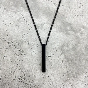 Rectangular pendant necklace for men, stainless steel, black color, cuban current, jewel gift, hot, classic 8 Main Sales Pending Stainless Steel - №8