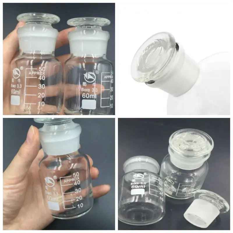 1 pcs Clear Glass Jar Wide Mouthed Reagent Bottle  Experiment Supplies Teaching 60ml