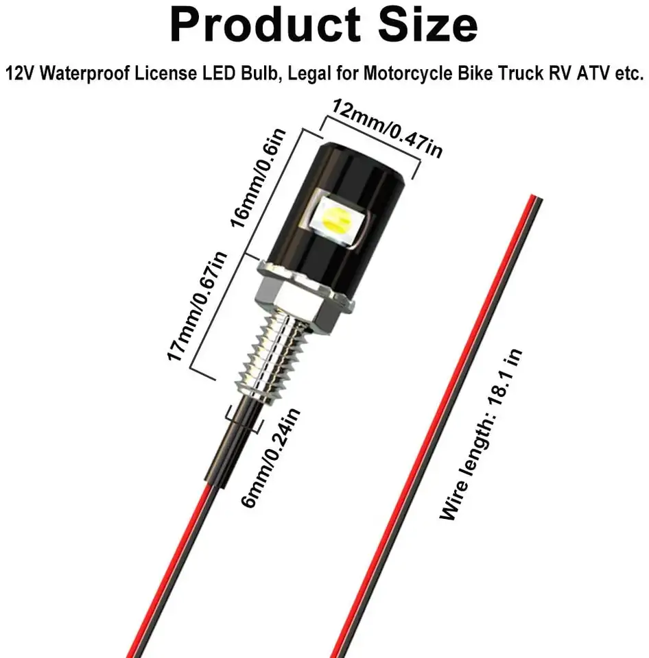 LED Car Motorcycle License Number Plate Lights Lamp Auto Tail Front Screw Bolt Bulbs Lamps Light Source 12V 5630 SMD - 4