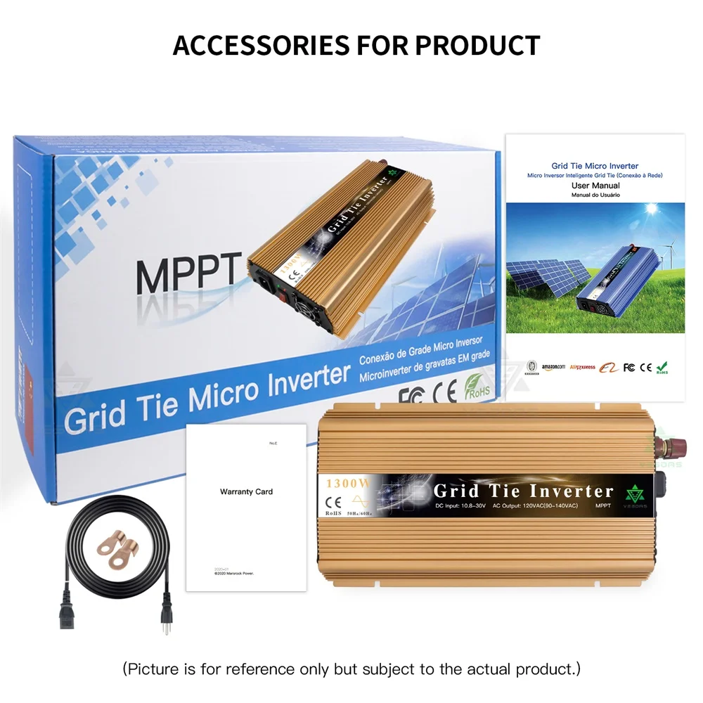 1300W Omvormer Mppt On Grid Tie Inversor Pure Sinus Converter 110V 220V Ac Voor 12V 24V Batterij Solar Pv Systeem