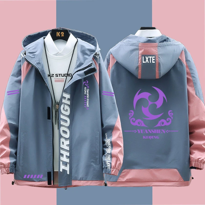 Game Genshin Impact Keqing Cosplay  Loose Autumn New Men Women Student Harajuku Zipper Jacket Tops suits Hooded Sweatshirt Coat