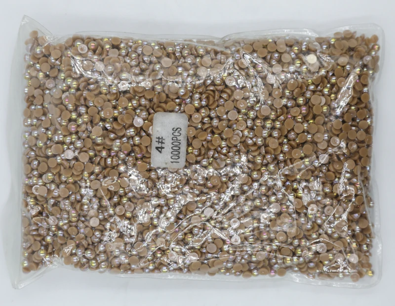 2mm,4mm,5mm,6mm,8mm,10mm,12mm Jelly Light Coffee AB Flat back ABS round Half Pearl beads, imitation plastic half pearl beads