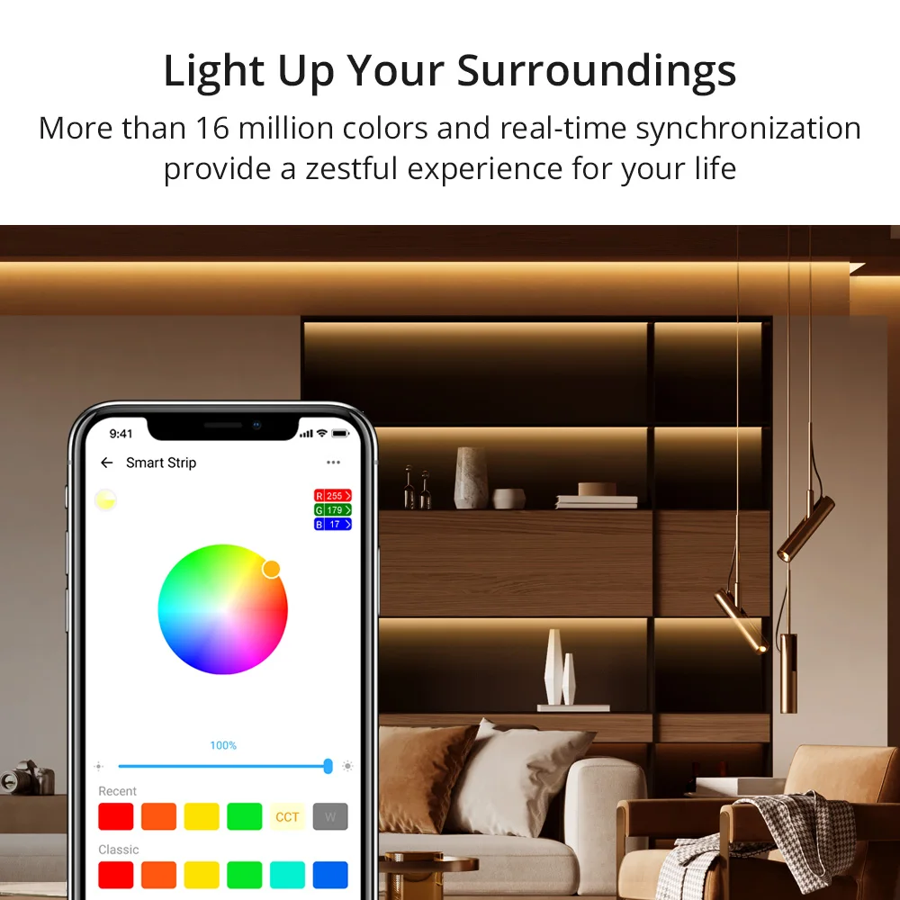 SONOFF-tira de luces LED L2 RGB, Control remoto mejorado compatible con Bluetooth a través del Control de voz eWeLink, compatible con Alexa y Google Home