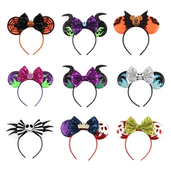 Disney-Diadema con lentejuelas para mujer y niña, diadema con orejas de ratón de 3,3 pulgadas, hecha a mano, accesorios para el cabello