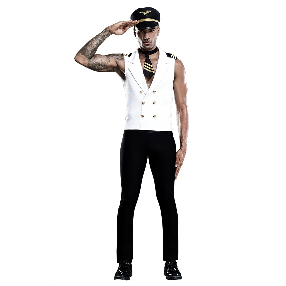 

Sexy Erotic Captain Police Cosplay Lingerie Bar Uniform Bodysuit Hot Cool Catsuit Sex Nightwear Role Play Porno Costumes for Men