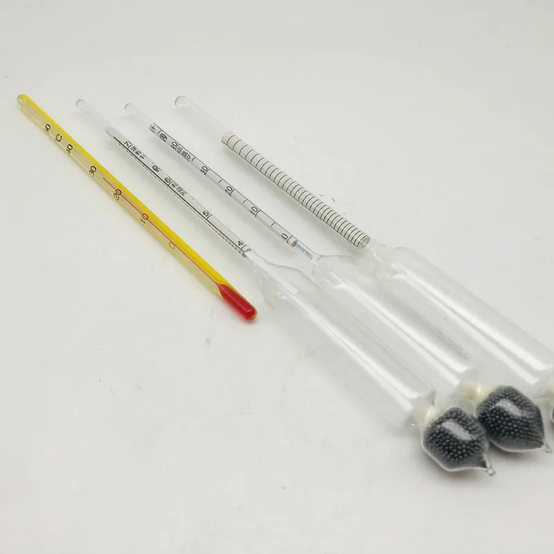 0-100% Alcoholometers Tester Professional Wine Concentration Breathalyzer Measurement Meter + Thermometer Use For Liquor 4Pc/Set