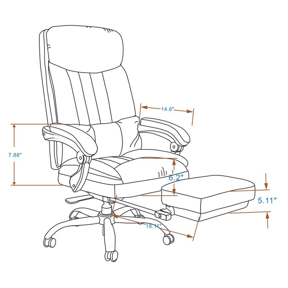 Office Computer Swivel Chair Ergonomic Design Exectuive High Back Adjustable Brown Removable Lumbar Support Cushion[US-Stock]