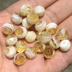 12mm Clear Yellow Murano Transparent Faceted Rondelle Flower Lampwork Crystal Glass Beads For Bracelet Making Diy Accessories