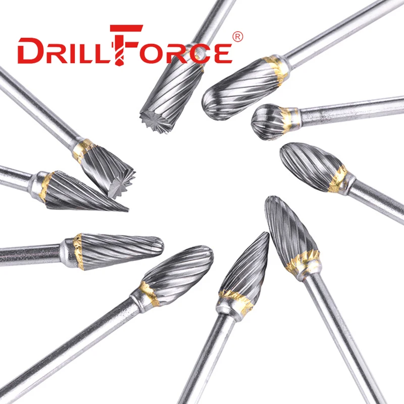 Drillforce 3x6mm Tungsten Carbide Milling Cutter Rotary Tool Burr CNC Engraving Abrasive Metal Drawing Milling Polishing Tools