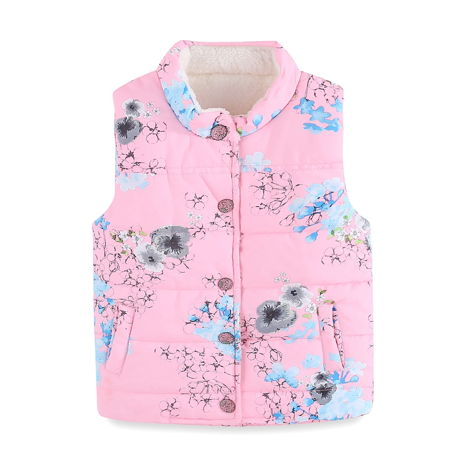 Mudkingdom Toddler Floral Vest Jacket for Girls Waistcoat Sleeveless Coat Thick Outerwear Kids Cotton Warm Winter Clothes