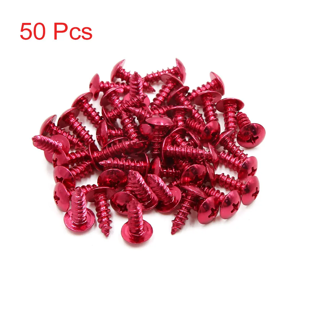 X Autohaux 30pcs/50pcs/120pcs Universal Red Motorcycle Cross Head Self Tapping Bolts Screws Nut Round Head 5mm Thread Diameter