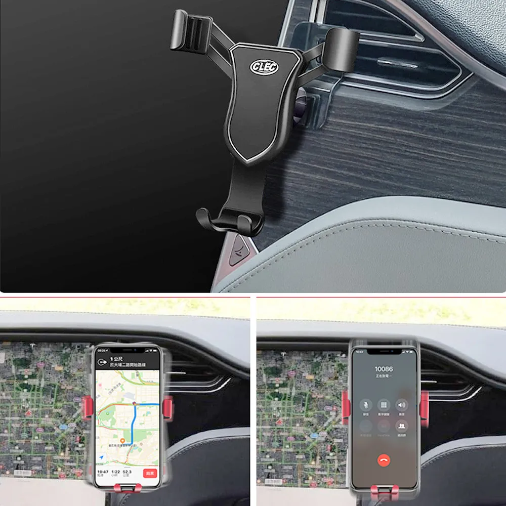 LHD! RHD! For Tesla Model S 2012-2023/ Model X 2016-2023 Plastic Alloy Car Bracket Mobile Phone Holder Air Vent Mount Stand 1Set