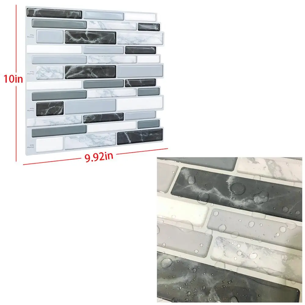 High Quality Marble Look Strip Mosaic Vinyl Peel And Stick Adhesive  dripping Tile Waterproof 3d Textured