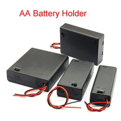 1/2/3/4 Slots AA Batterie Halter 1,5 V/3 V/4,5 V/6 V AA Batterie Lagerung Box Mit Leitungen Draht EIN/Aus Schalter Schraube Kappe Fall Zurück Abdeckung