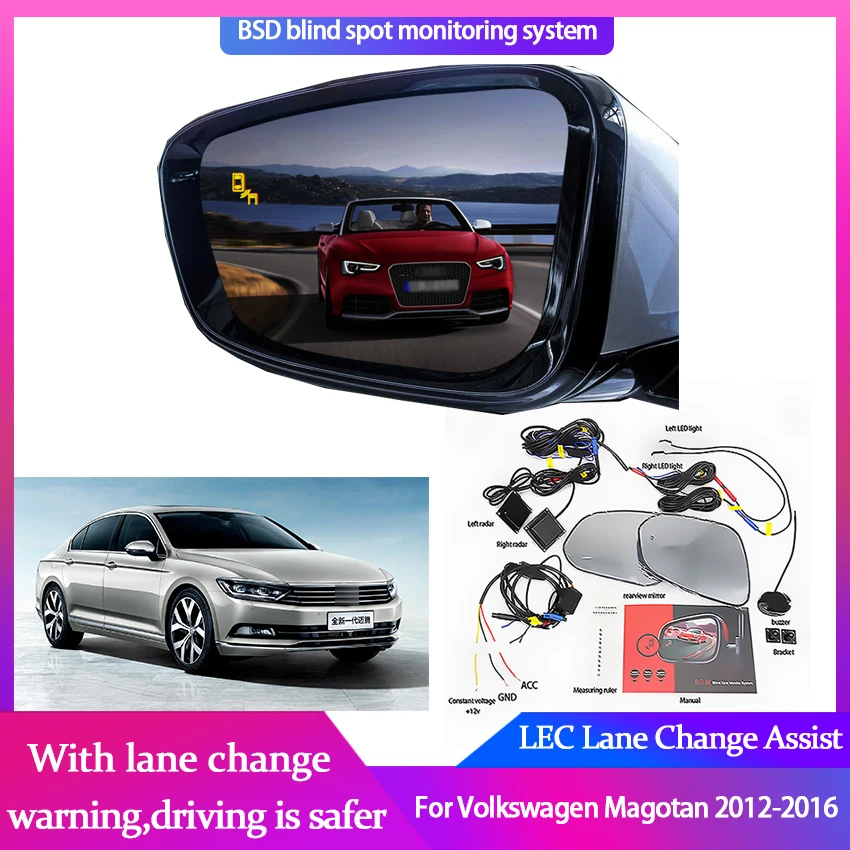 Car BSM BSD for Volkswagen VW Magotan 2012-2016 Blind Spot Radar Detection System Driving Safety Sensor Mirror LED Light Warning