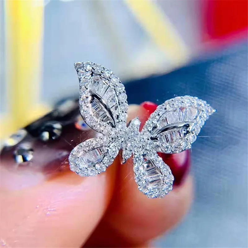 CC Vintage Jewelry Rings For Women Sterling Zirconia Butterfly Index Finger Bridal Wedding Ring Drop Shipping CC3125