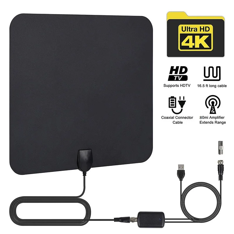 Indoor Digital TV Antenna HDTV Antena TV Radius Aerial Surf Fox DVB-T2 DVB-T ATSC ISDB TV Interior Antennas Amplifier ANT2325+