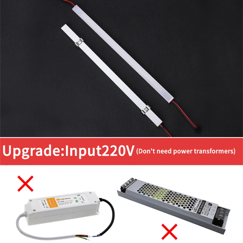 0.5m AC220V V-type LED Black Tube Bar Lamp Aluminum Profiles SMD2835 Wall Corner Channel Milky Cover Cabinet Linear Strip Lights