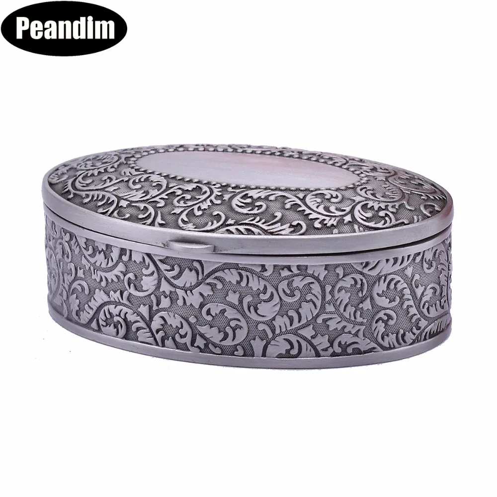 PEANDIM Ornate Antique Engraving Jewelry Box Trinket Carring Box Metal Art Craft Princess Jewelry Box For Wedding Holiday Gifts