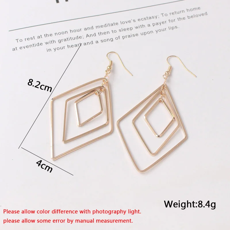 New Trend Jewelry Drop Earrings Simple Fashion Hollow Geometric Metal Earrings Temperament Personality Wild Ladies Earring