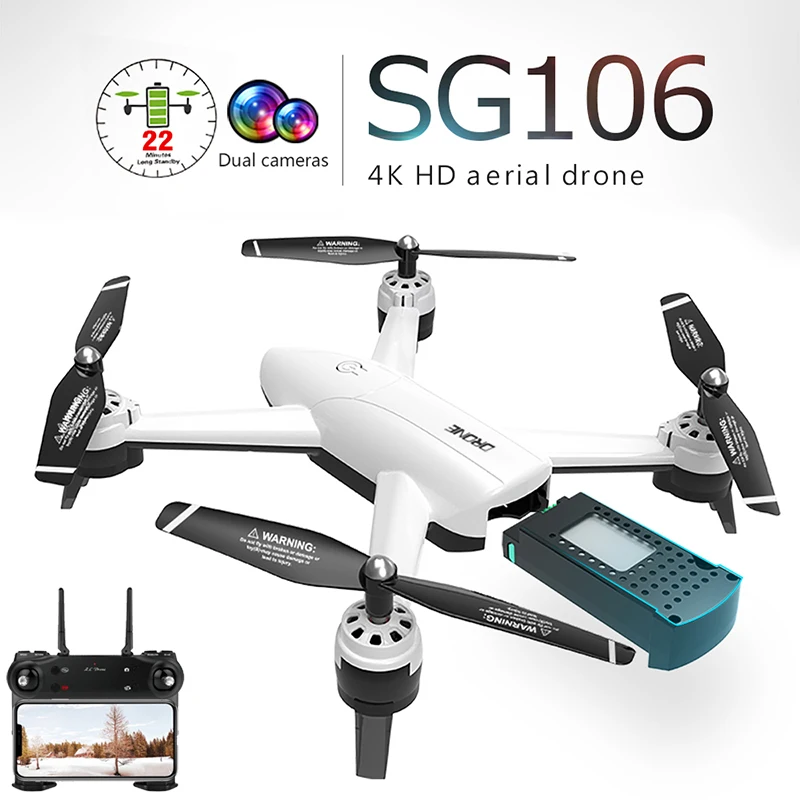 Dron SG106 RC con cámara Dual 4K HD, Wifi, FPV, cuadricóptero de 22 minutos, flujo óptico, vídeo Aéreo profesional, juguetes de helicóptero