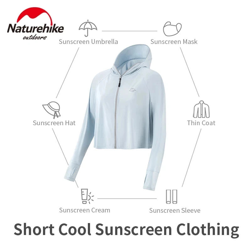 Naturehike Outdoor Summer Sunscreen Coat Fashion Anti-UV Clothing With Hair Outlet Short Nylon Hoodie Wind Resistant Women