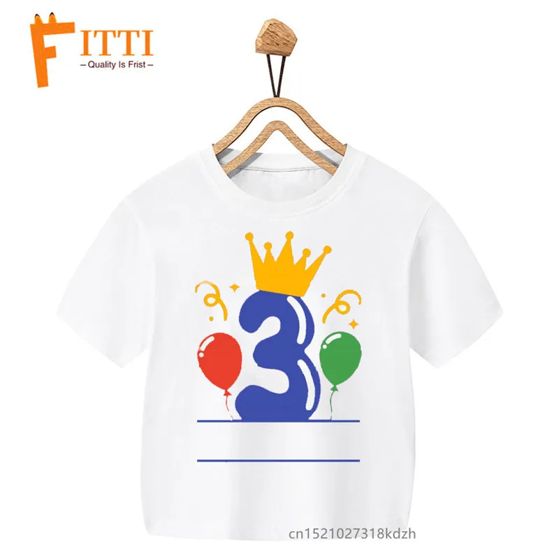 Balloons Birthday Number Flower Print Girl White T-shirt Kid Summer Kawaii Funny Clothes Little Baby Y2K Clothes,Drop Ship