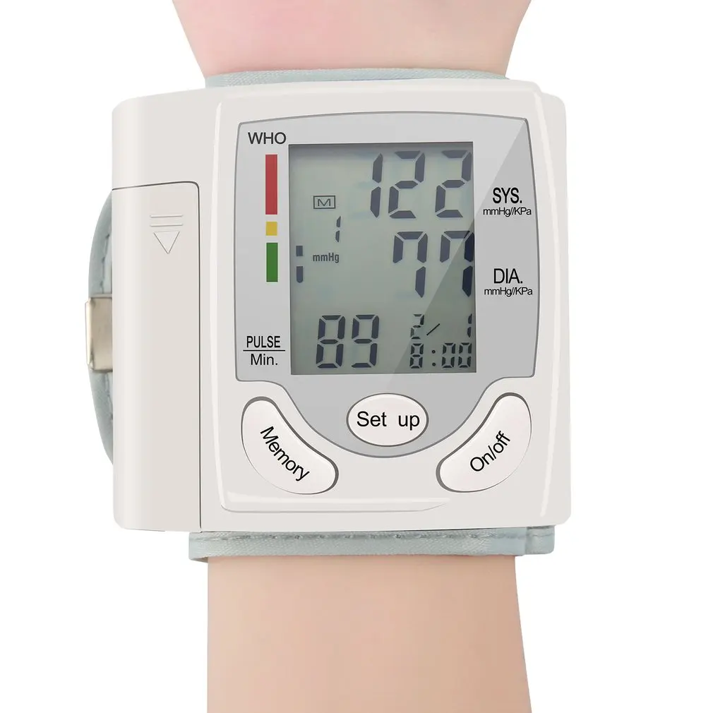 Arm Automatic Digital LCD Display Wrist Blood Pressure Monitor Device Heart Beat Rate Pulse Meter Measure Tonometer And Oximeter