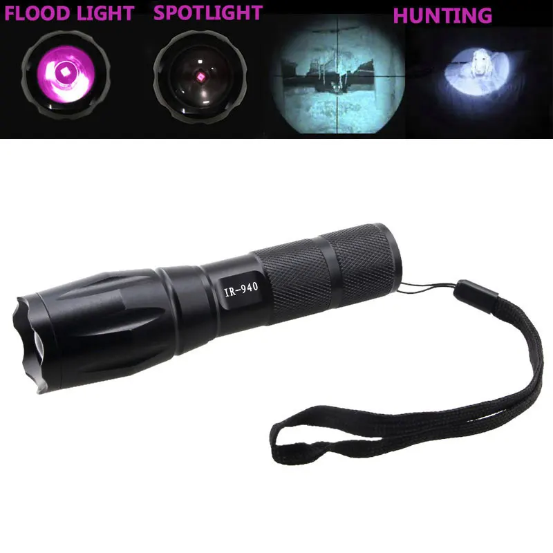 940nm 7W Zoomable IR LED Rechargeable Flashlight linterna torch 18650/3XAAA Outdoor Camping Powerful Led Flashlight