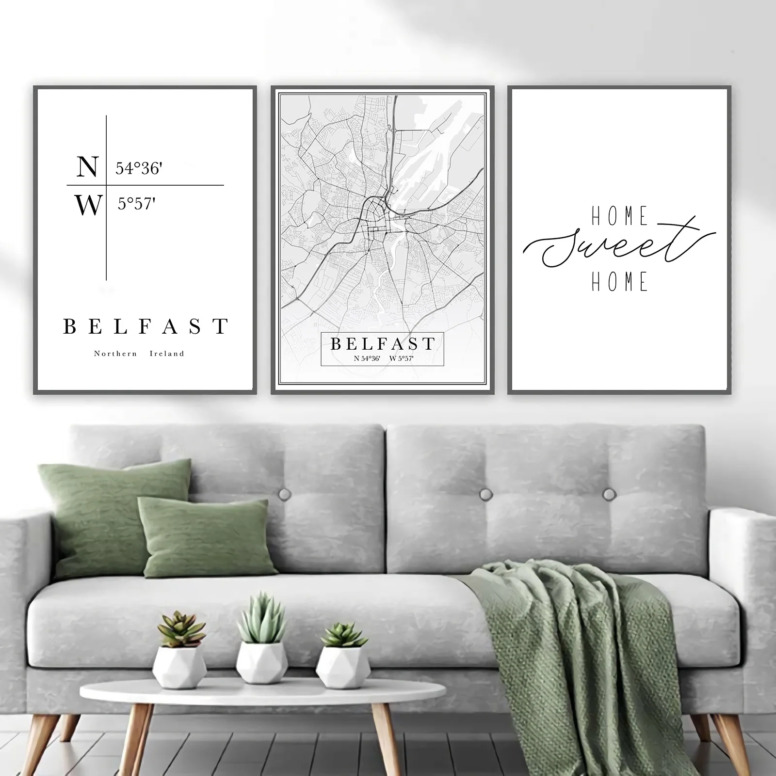 

Belfast Northern Ireland Retro City Map Classic Canvas Painting Map Poster Coating Art Prints Home Decor Gifts