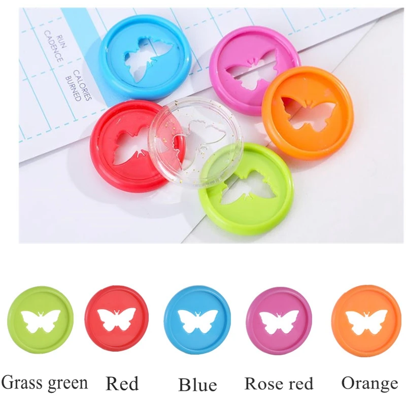 30/50/100 قطعة الصلبة فراشة سعيد مخطط القرص ل دفتر/مخطط 26 مللي متر Diy بها بنفسك فضفاض ليف الفطر الموثق سجل القصاصات الموثق خواتم