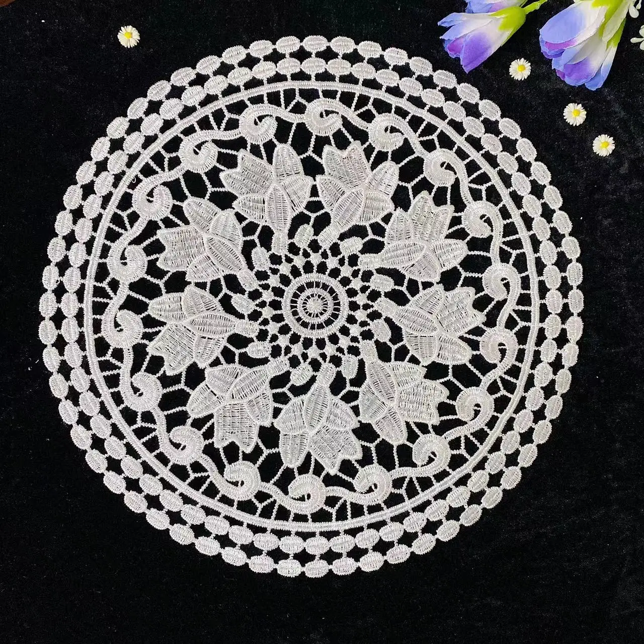 Elegant Lace Embroidery Place Table Mat Drink Doily Dining Tea Coffee Coaster Wedding Hotel Christmas Placemat Kitchen Decorate