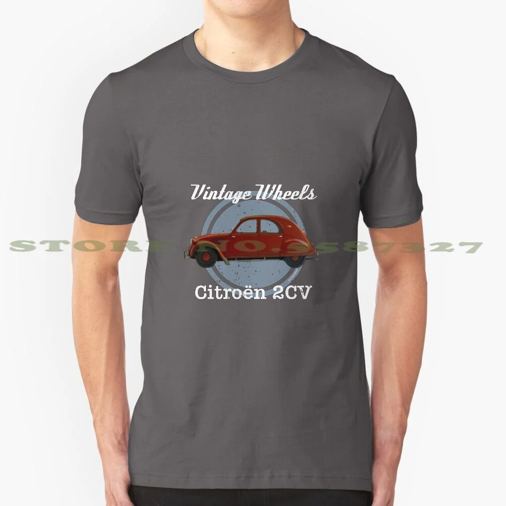 Vintage Wheels-'58 Citro?N 2Cv 100% Cotton T-Shirt Cars Vintage Retro Classic France French 2Cv Sixties Seventies 60S 70S