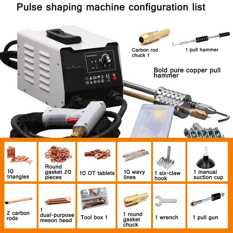 Máquina de reparación de láminas de Metal, inversor de pulso Meson, Control inteligente, soldadura, máquina Manual portátil