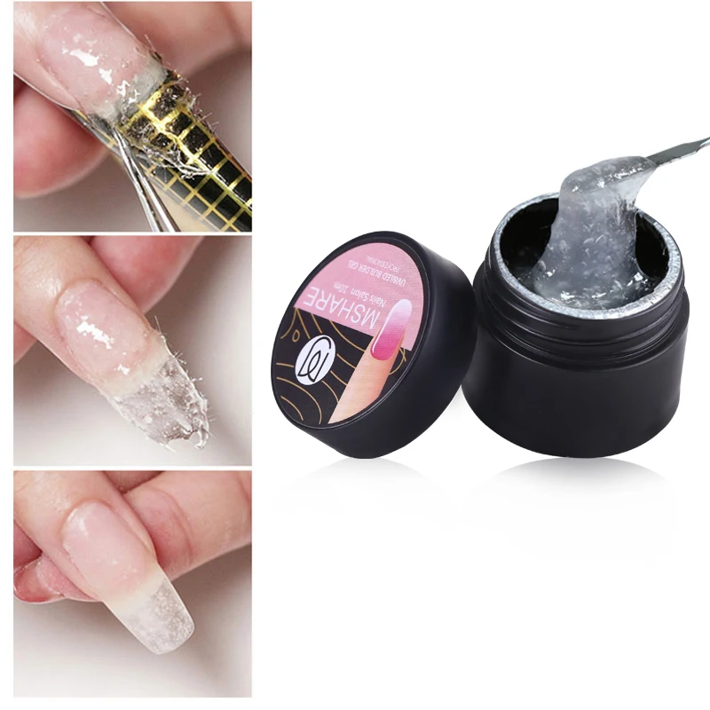 Gel de fibra para extensiones de uñas MSHARE, uñas de gel UV de fibra de vidrio, construcción rápida