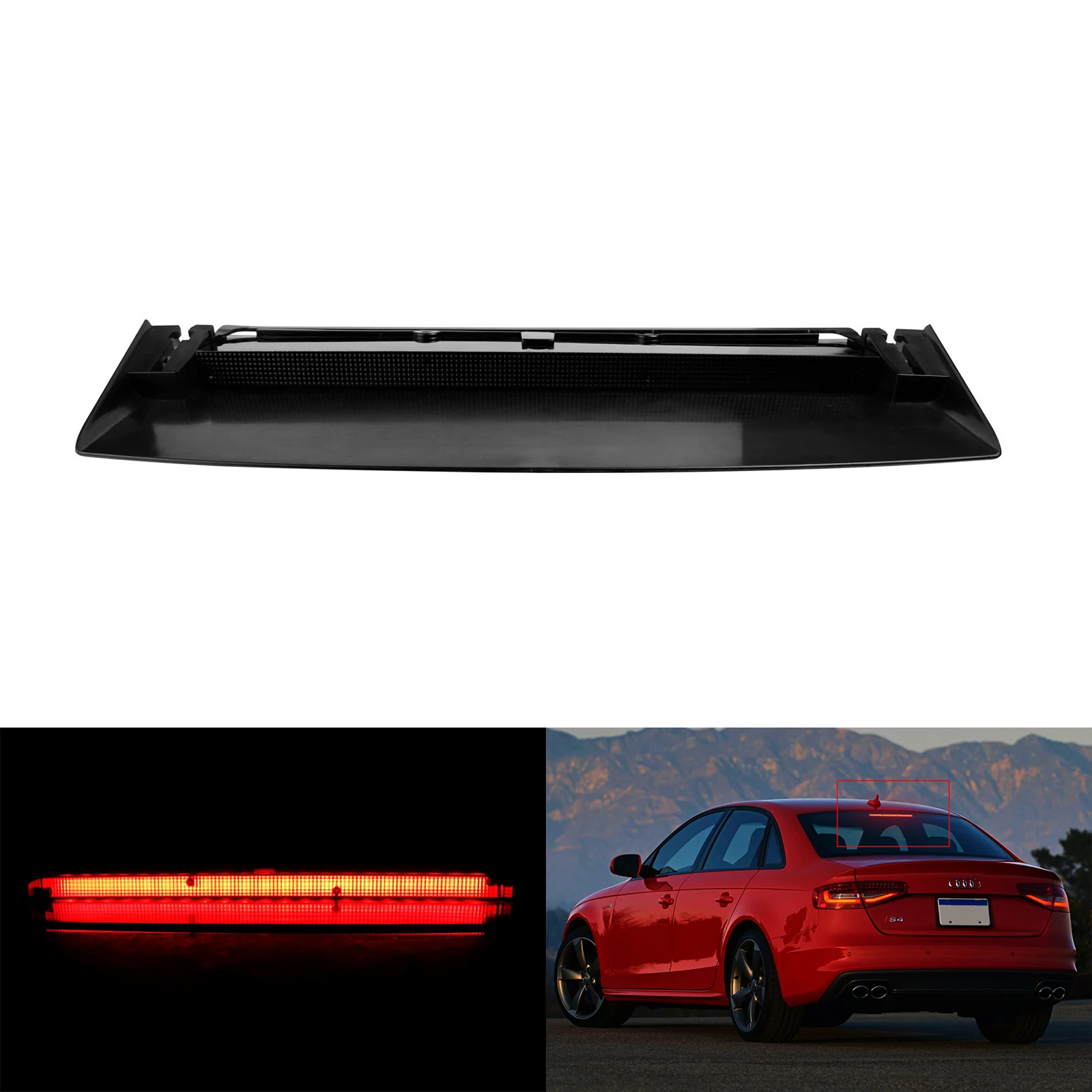 ANGRONG LED Rear High Level Centre Third Brake Stop Light Lamp For Audi A4 S4 B8 2007-15