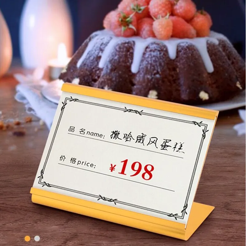 85x55mm Metal Tabletop Mini Sign Holder Display Stand Restaurant Menu Holder Table Number Stand Small Price Label Card Tags